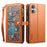 ESEBLE Galaxy Series For iPhone 17 Case RFID Blocking Leather Zipper Phone Cover with Shoulder Strap + Wrist Strap - Brown - 1