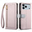 ESEBLE E11 For iPhone 17 Pro Max Case Zipper Pocket Litchi Texture Leather Phone Cover with Mirror and Wrist Strap - Light Purple - 1