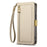 ESEBLE E11 For Samsung Galaxy A26 5G Case Zipper Pocket Litchi Texture Leather Phone Cover with Mirror and Wrist Strap - Khaki - 7