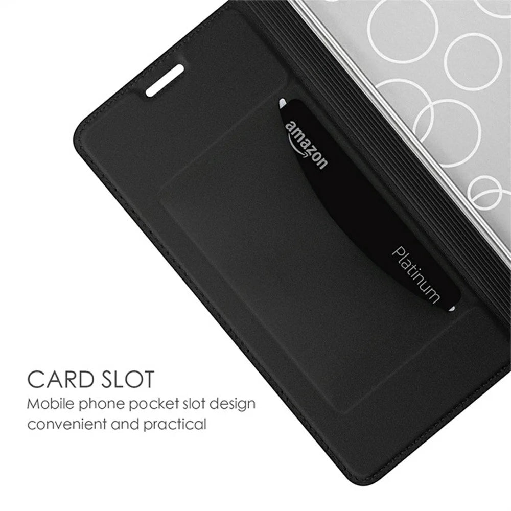 For Samsung Galaxy A08 5G / A08 4G / A07 4G Case PU Leather Phone Cover with Card Holder Stand - Black - 3