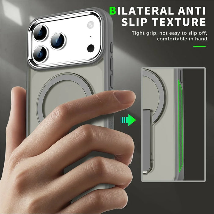 For iPhone 17 Pro Case Compatible with MagSafe PC + TPU Phone Cover with Kickstand - Dark Purple - 4