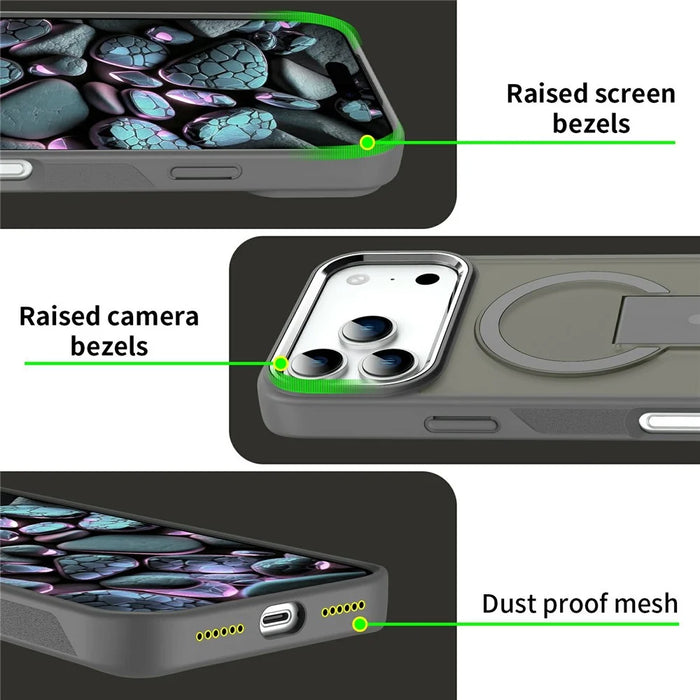 For iPhone 17 Pro Case Compatible with MagSafe PC + TPU Phone Cover with Kickstand - Dark Purple - 7