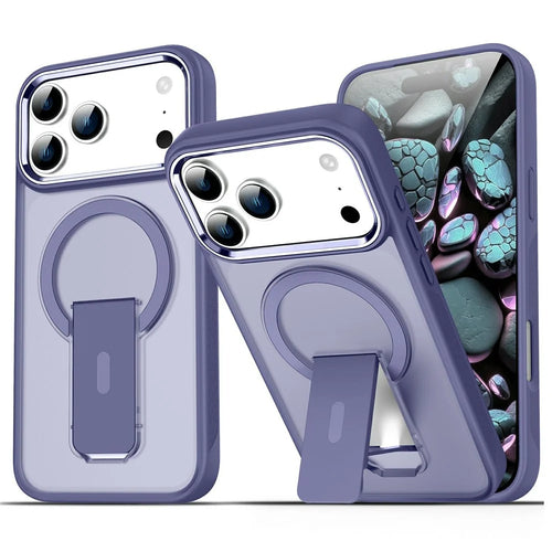 For iPhone 17 Pro Max Case Compatible with MagSafe PC + TPU Phone Cover with Kickstand - Dark Purple - 1