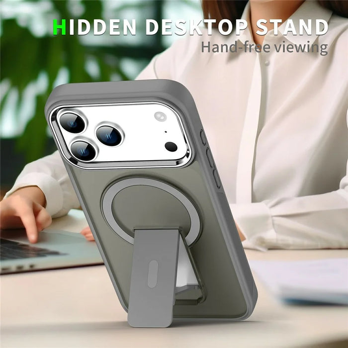 For iPhone 17 Pro Max Case Compatible with MagSafe PC + TPU Phone Cover with Kickstand - Dark Purple - 3