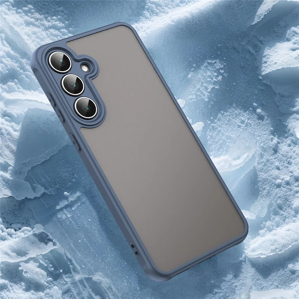 For Samsung Galaxy S25 FE Case Drop Proof Airbags Frosted Translucent PC + TPU Phone Back Cover - Blue - 6