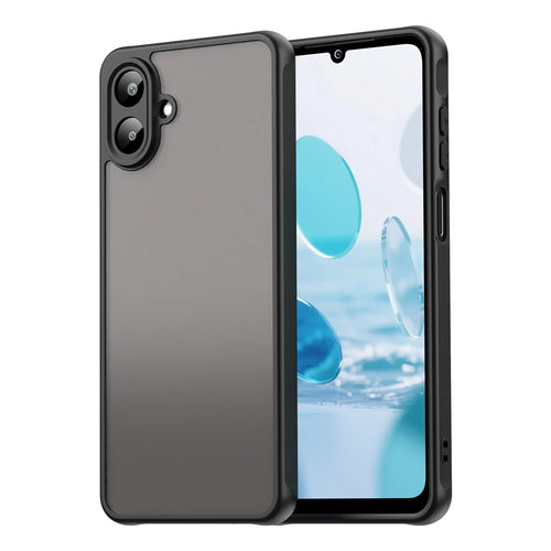 For Samsung Galaxy A07 4G Case Drop Proof Airbags Frosted Translucent PC + TPU Phone Back Cover - Black - 1