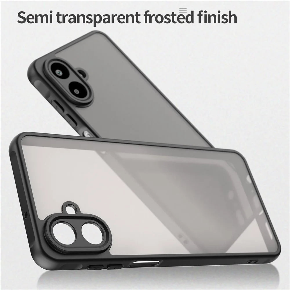 For Samsung Galaxy A07 4G Case Drop Proof Airbags Frosted Translucent PC + TPU Phone Back Cover - Black - 4