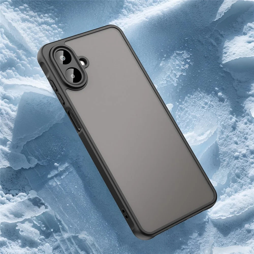 For Samsung Galaxy A07 4G Case Drop Proof Airbags Frosted Translucent PC + TPU Phone Back Cover - Black - 6