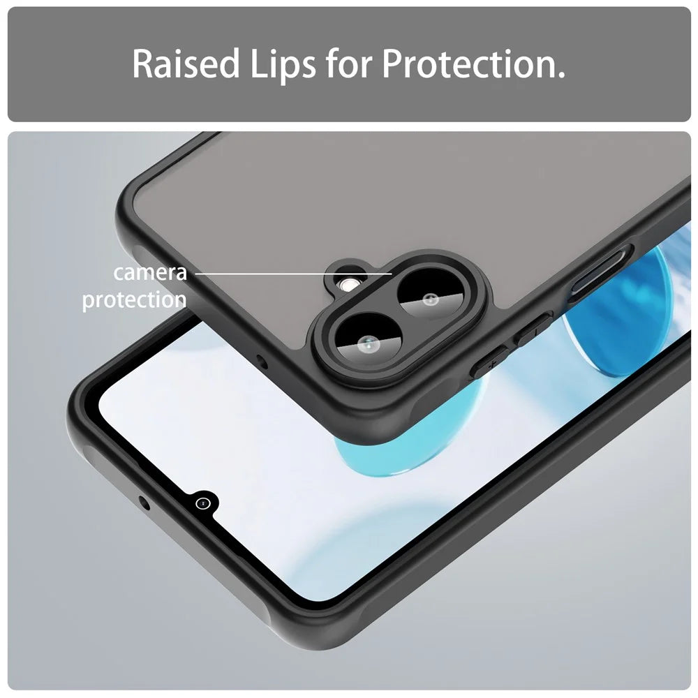 For Samsung Galaxy A07 4G Case Drop Proof Airbags Frosted Translucent PC + TPU Phone Back Cover - Black - 7