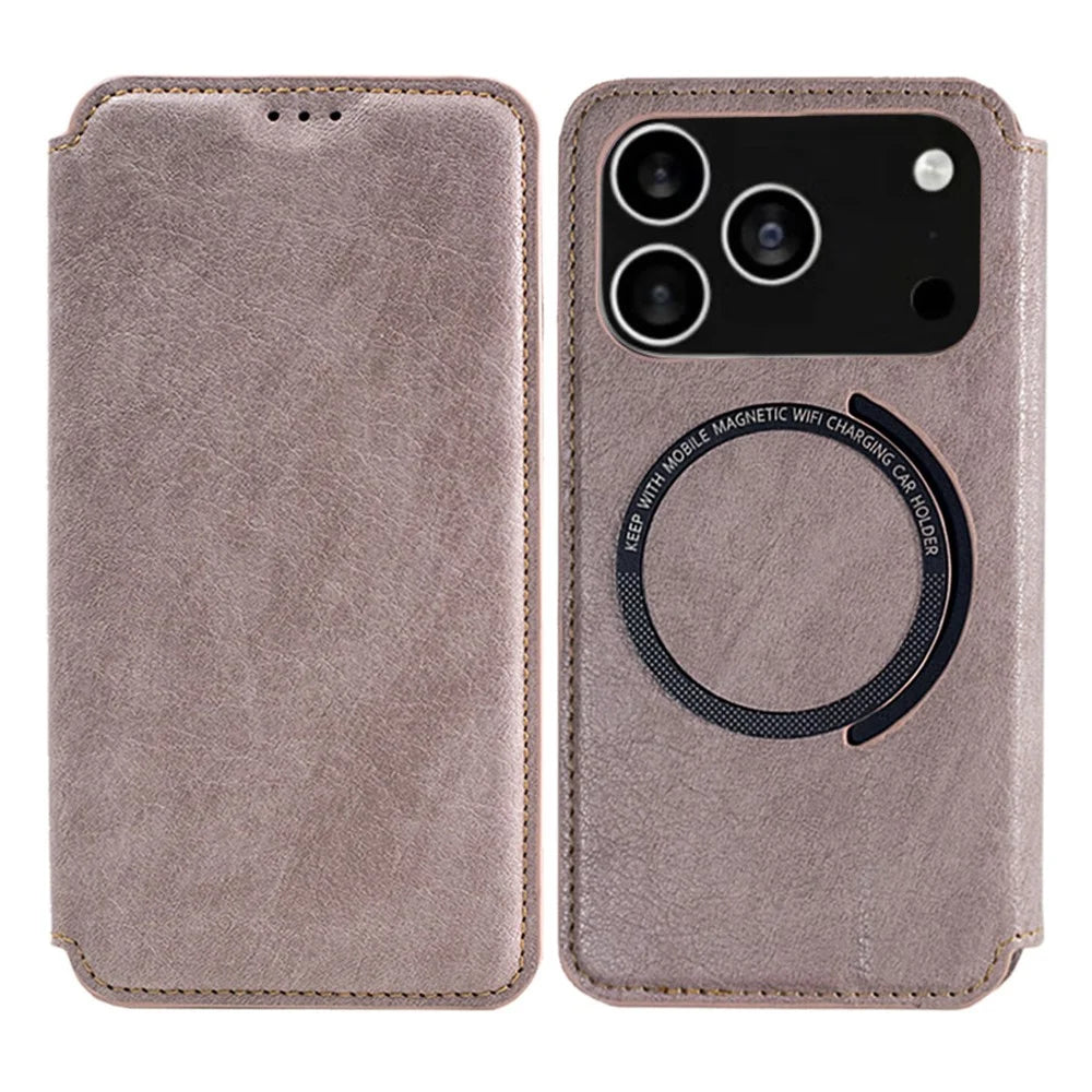 For iPhone 17 Pro Max Case Compatible with MagSafe Wallet Stand Leather Flip Phone Cover - Purple - 1
