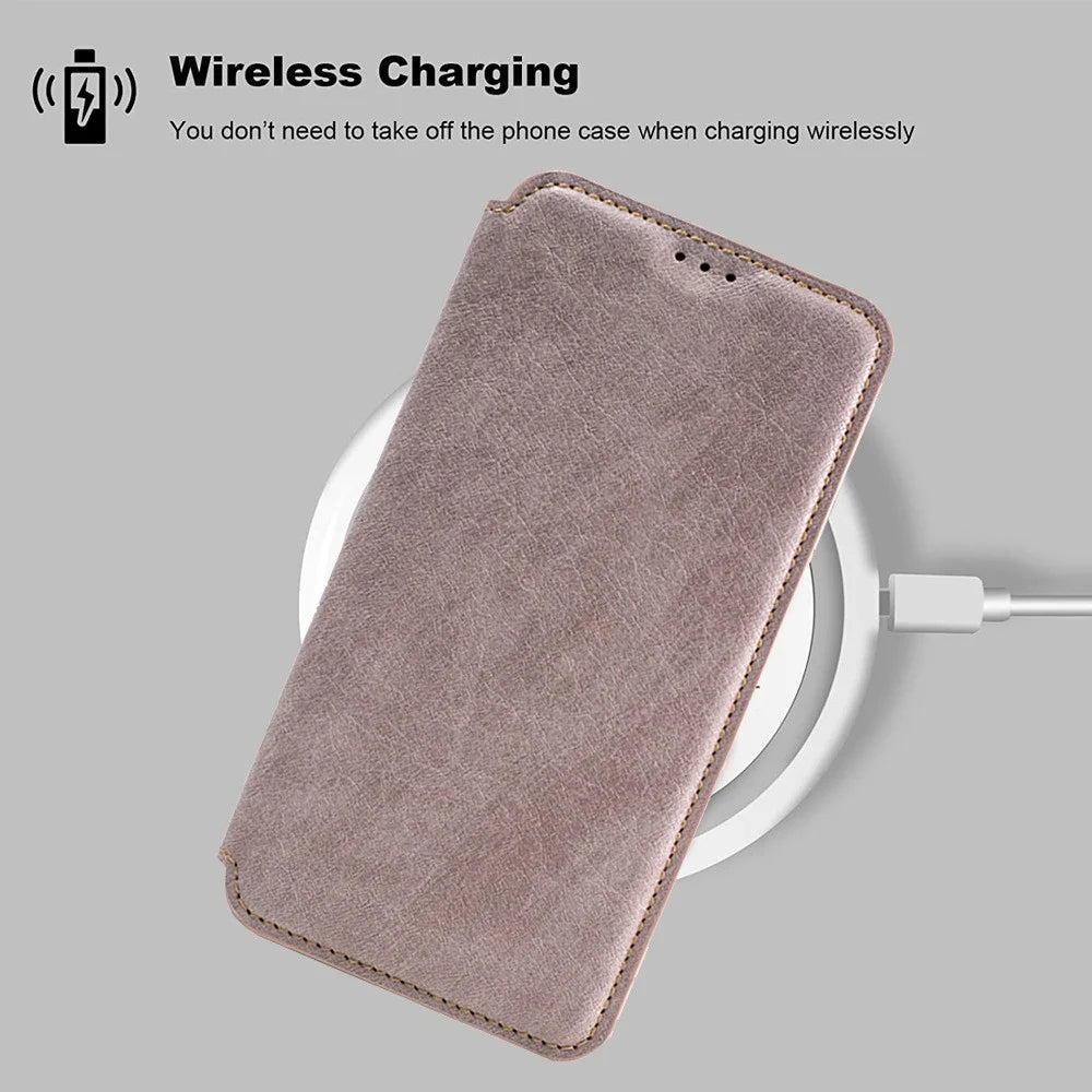 For iPhone 17 Pro Case Compatible with MagSafe Wallet Stand Leather Flip Phone Cover - Purple - 5