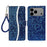 For iPhone 17 Pro Max Case PU Leather Wallet Card Slots Glitter Phone Cover - Blue - 1