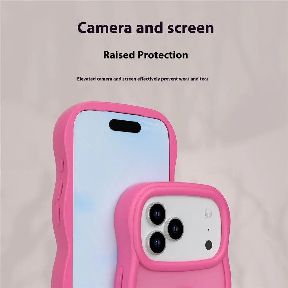For iPhone 18 Pro / 17  Pro Case Compatible with MagSafe TPU + PC Phone Back Cover Skin Touch Wave Shape - Rose - 5