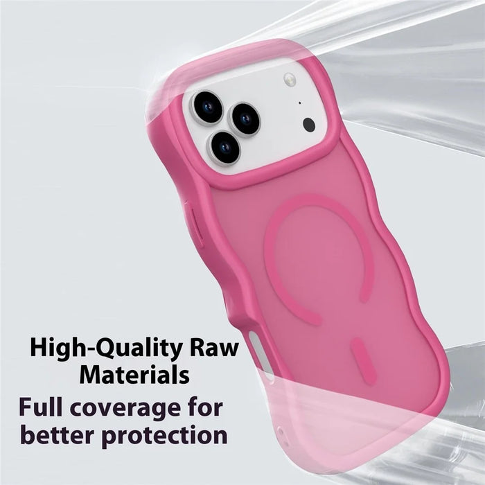 For iPhone 18 Pro Max / 17 Pro Max Case Compatible with MagSafe TPU + PC Phone Back Cover Skin Touch Wave Shape - Rose - 4