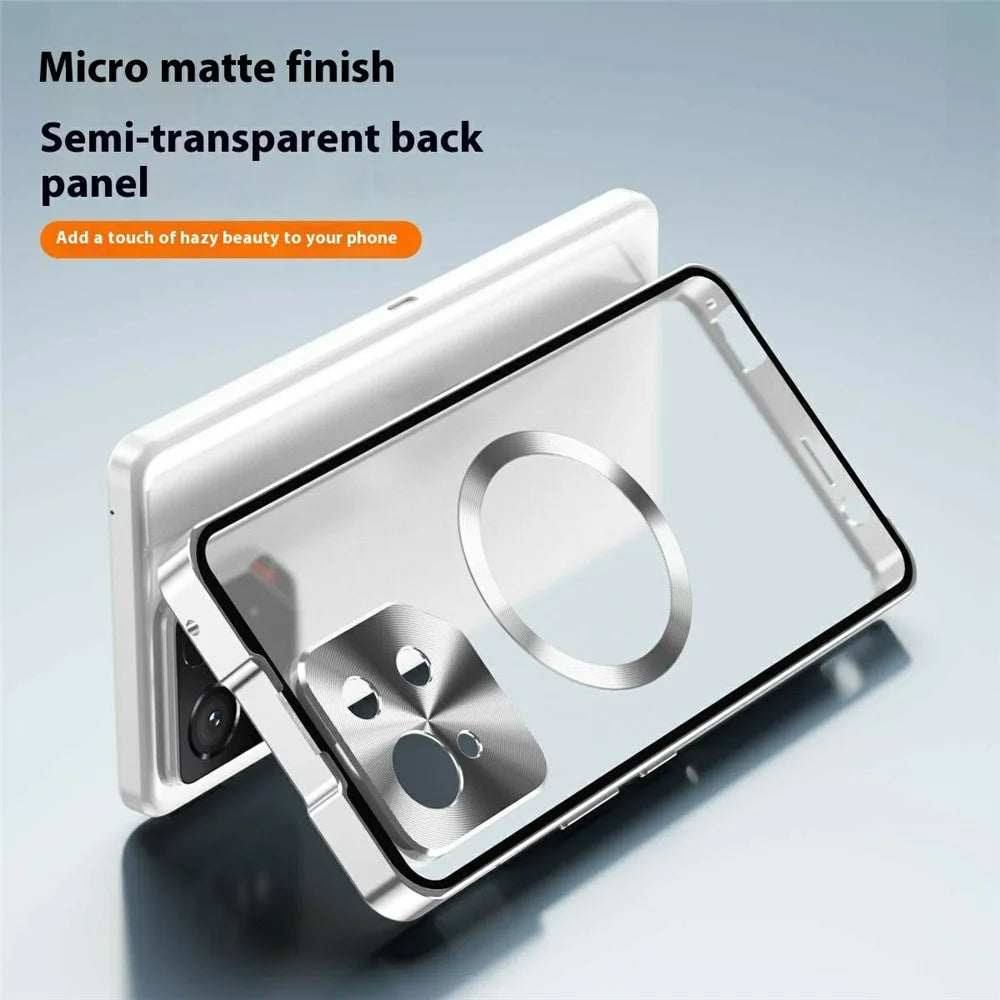 For Asus ROG Phone 9 Pro 5G / Phone 9 5G Magnetic Case Hard PC Metal Frame Frosted Phone Back Cover - Silver - 4
