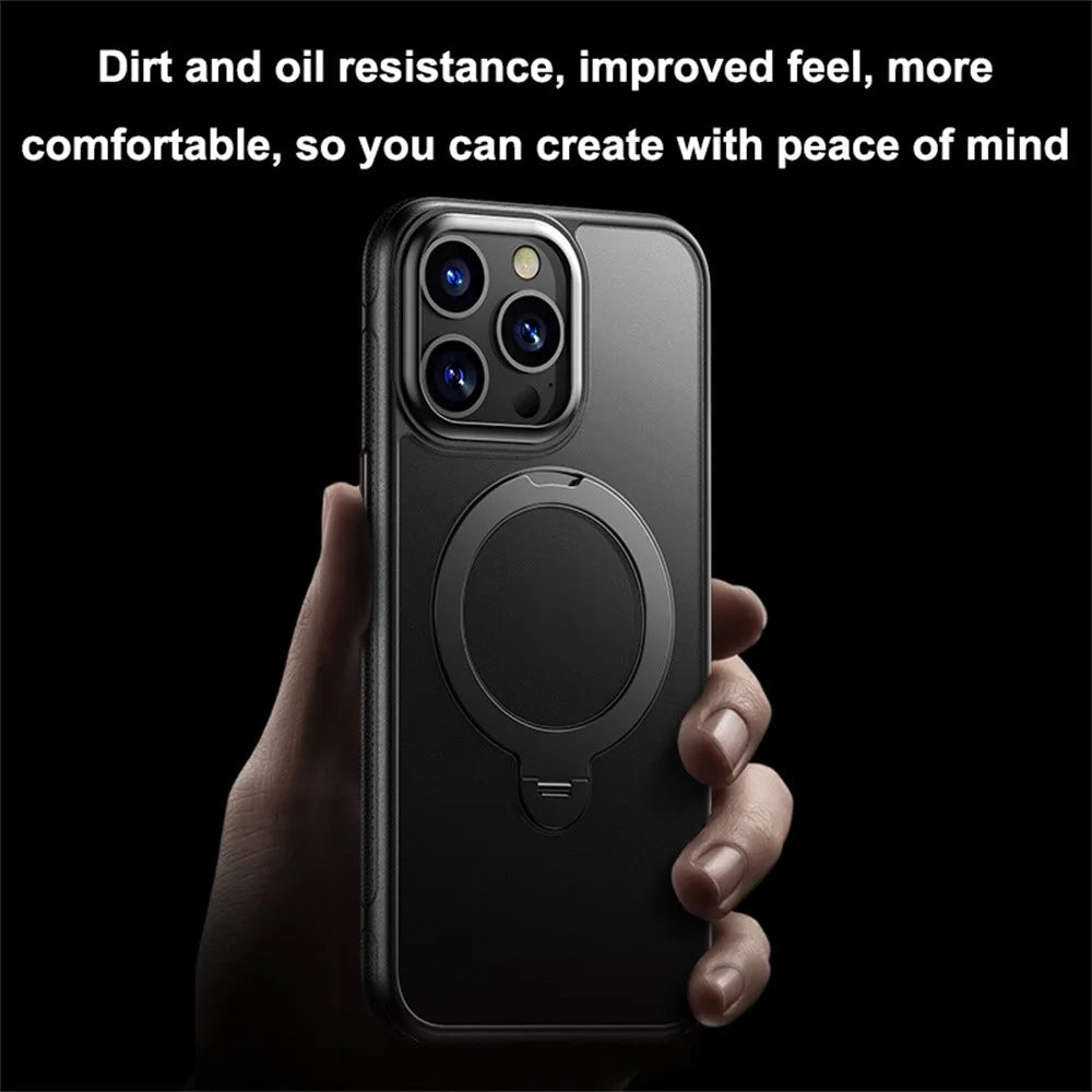 For iPhone 13 Pro Max Case Compatible with MagSafe Drop Proof TPU PC Kickstand Phone Cover - Black - 2