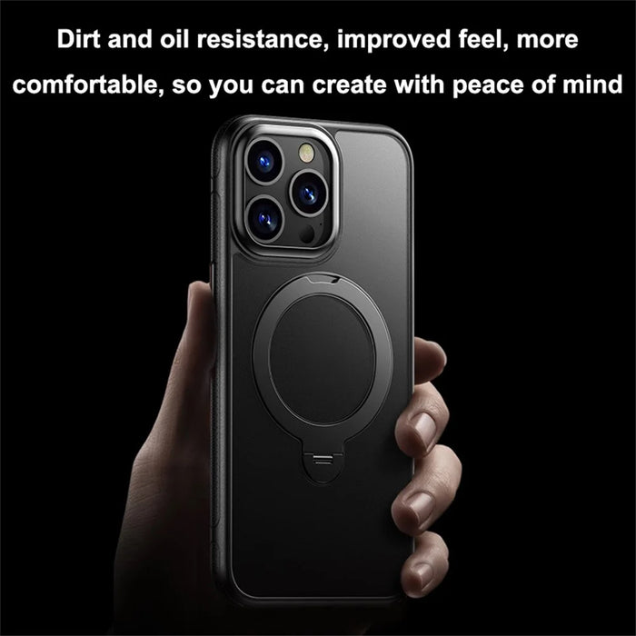 For iPhone 15 Pro Case Compatible with MagSafe Drop Proof TPU PC Kickstand Phone Cover - Black - 2