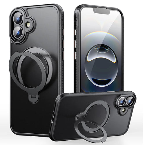 For iPhone 16 Plus Case Compatible with MagSafe Drop Proof TPU PC Kickstand Phone Cover - Black - 1