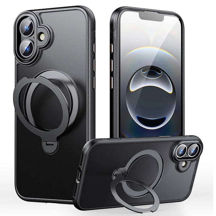 For iPhone 16 Plus Case Compatible with MagSafe Drop Proof TPU PC Kickstand Phone Cover - Black - 1