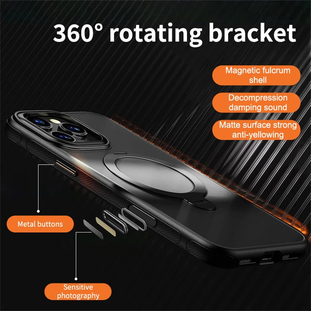 For iPhone 16 Pro Max Case Compatible with MagSafe Drop Proof TPU PC Kickstand Phone Cover - Black - 2