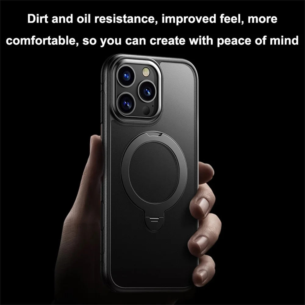 For iPhone 16 Pro Max Case Compatible with MagSafe Drop Proof TPU PC Kickstand Phone Cover - Black - 3