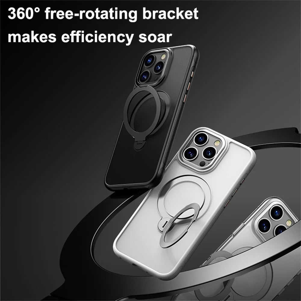 For iPhone 16 Pro Max Case Compatible with MagSafe Drop Proof TPU PC Kickstand Phone Cover - Black - 4