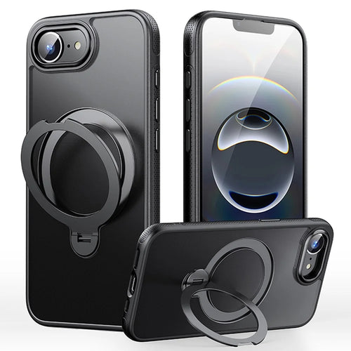 For iPhone 17e / 16e Case Compatible with MagSafe Drop Proof TPU PC Kickstand Phone Cover - Black - 1