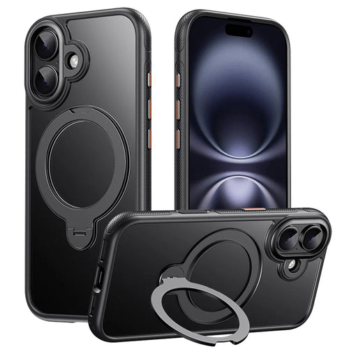 For iPhone 17 Case Compatible with MagSafe Drop Proof TPU PC Kickstand Phone Cover - Black - 1
