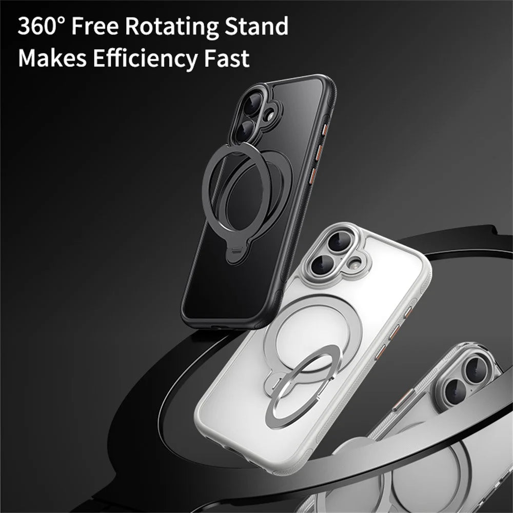 For iPhone 17 Case Compatible with MagSafe Drop Proof TPU PC Kickstand Phone Cover - Black - 4