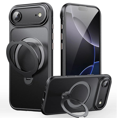 For iPhone Air Case Compatible with MagSafe Drop Proof TPU PC Kickstand Phone Cover - Black - 1