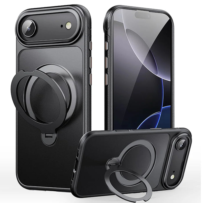 For iPhone Air Case Compatible with MagSafe Drop Proof TPU PC Kickstand Phone Cover - Black - 1