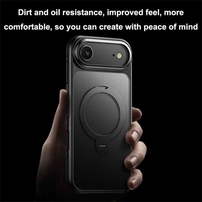 For iPhone Air Case Compatible with MagSafe Drop Proof TPU PC Kickstand Phone Cover - Black - 3