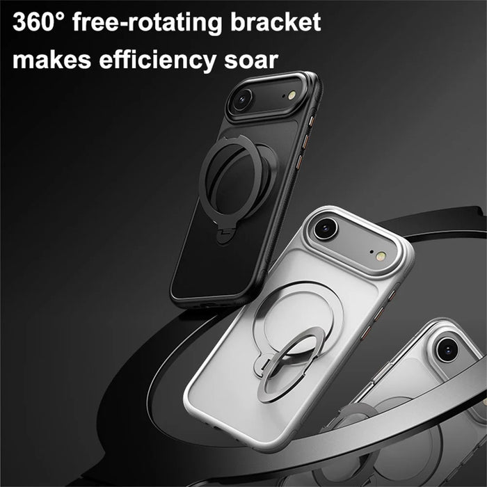 For iPhone Air Case Compatible with MagSafe Drop Proof TPU PC Kickstand Phone Cover - Black - 4