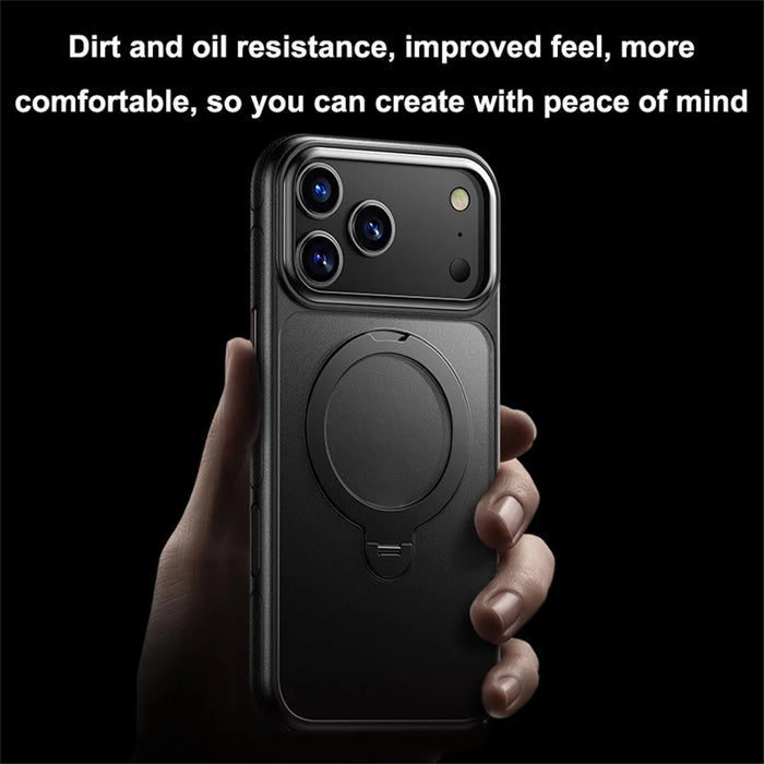 For iPhone 17 Pro Case Compatible with MagSafe Drop Proof TPU PC Kickstand Phone Cover - Black - 3