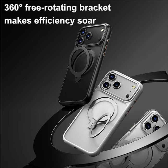 For iPhone 17 Pro Case Compatible with MagSafe Drop Proof TPU PC Kickstand Phone Cover - Black - 4