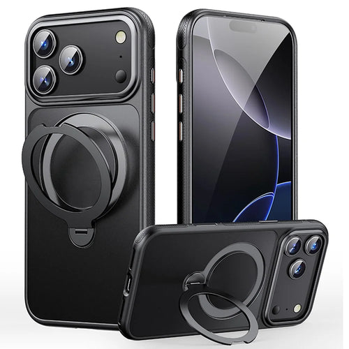 For iPhone 17 Pro Max Case Compatible with MagSafe Drop Proof TPU PC Kickstand Phone Cover - Black - 1