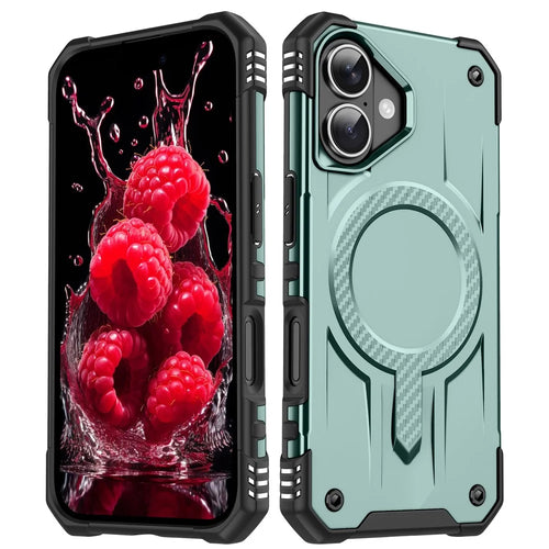 For iPhone 17 Case Compatible with MagSafe Four Corner Airbags PC + TPU Phone Cover - Blackish Green - 1