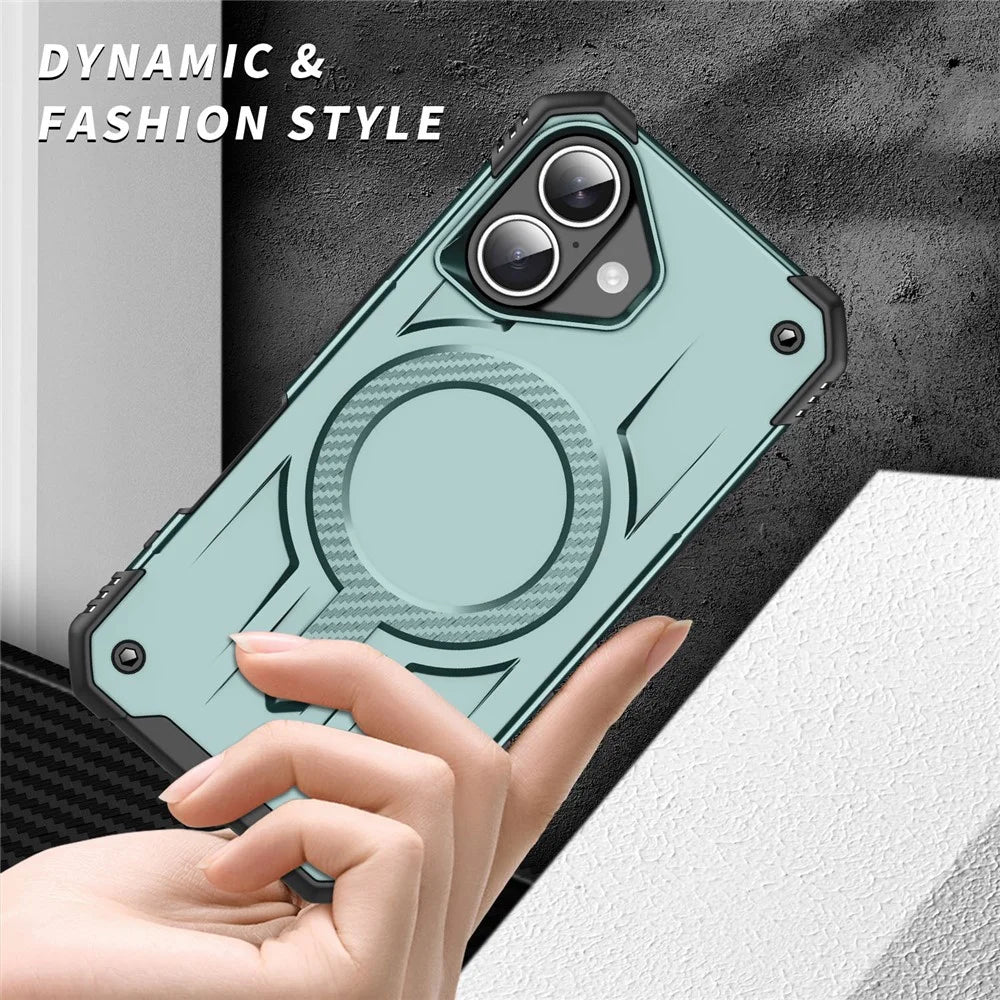 For iPhone 17 Case Compatible with MagSafe Four Corner Airbags PC + TPU Phone Cover - Blackish Green - 3