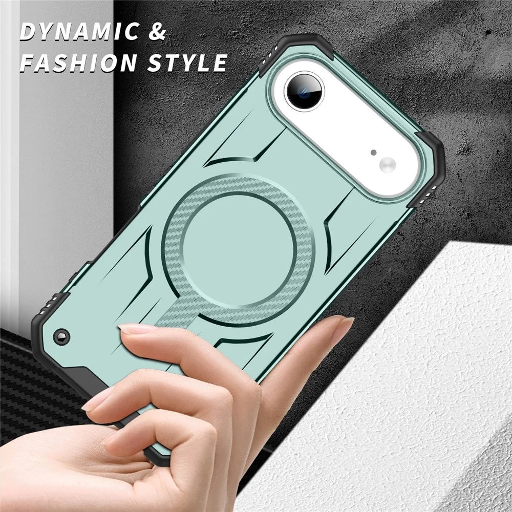 For iPhone Air Case Compatible with MagSafe Four Corner Airbags PC + TPU Phone Cover - Blackish Green - 3