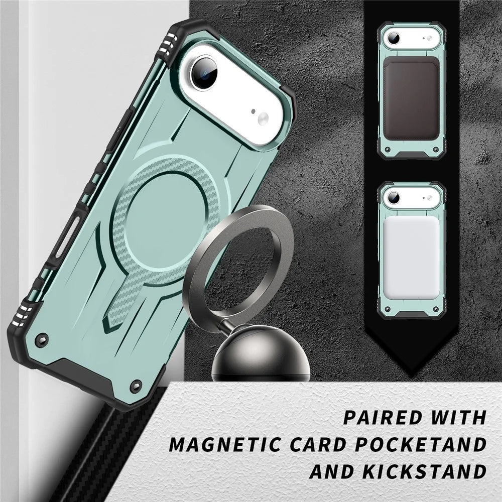For iPhone Air Case Compatible with MagSafe Four Corner Airbags PC + TPU Phone Cover - Blackish Green - 5