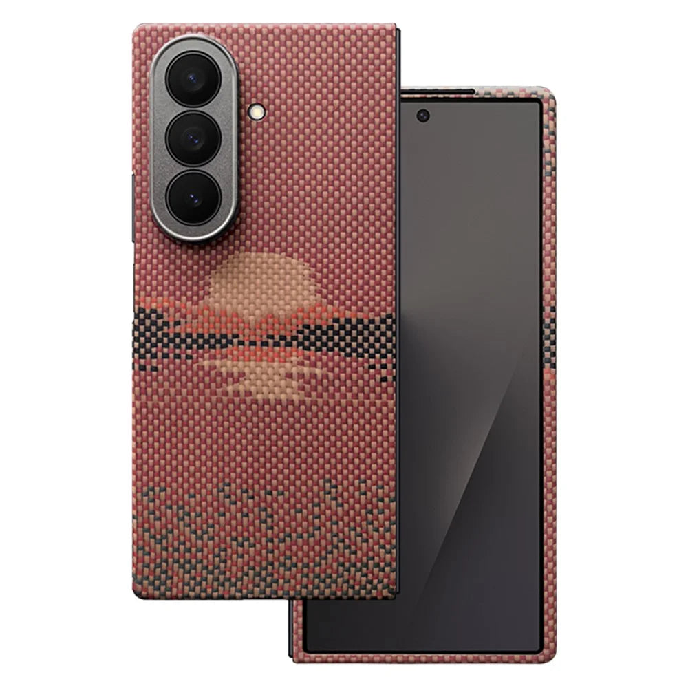 For Samsung Galaxy Z Fold7 5G Magnetic Case Precise Cutouts Aramid Fiber Phone Cover with Metal Lens Frame / Front Frame - Sun - 1