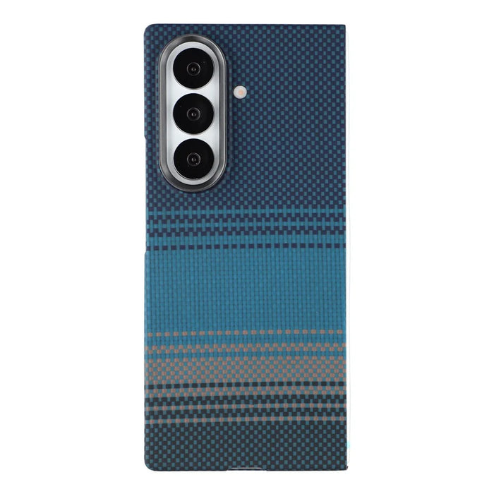 For Samsung Galaxy Z Fold7 5G Case Gradient Aramid Fiber Magnetic Phone Cover with Metal Lens Frame - Blue Floating Weave - 2