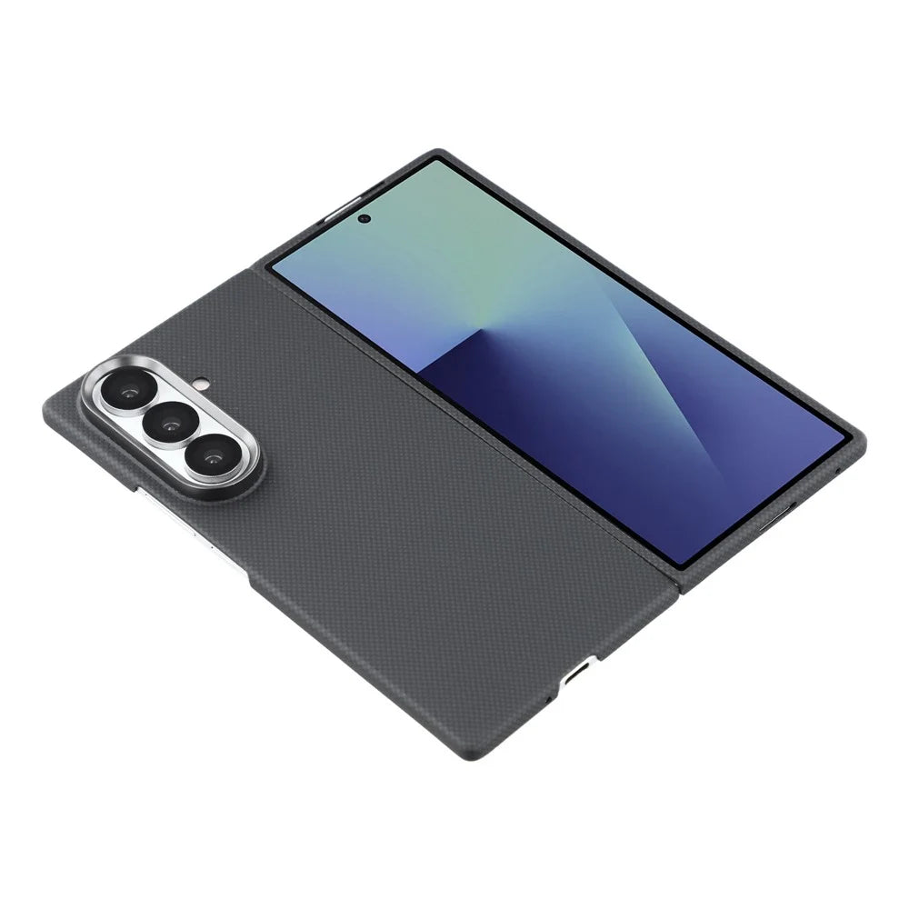 For Samsung Galaxy Z Fold7 5G Magnetic Case Fine Grid Aramid Fiber Phone Cover with Metal Lens Frame / Front Frame - 4