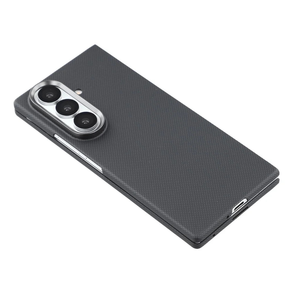 For Samsung Galaxy Z Fold7 5G Magnetic Case Fine Grid Aramid Fiber Phone Cover with Metal Lens Frame / Front Frame - 6