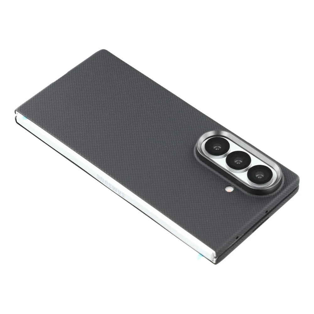 For Samsung Galaxy Z Fold7 5G Magnetic Case Fine Grid Aramid Fiber Phone Cover with Metal Lens Frame / Front Frame - 7
