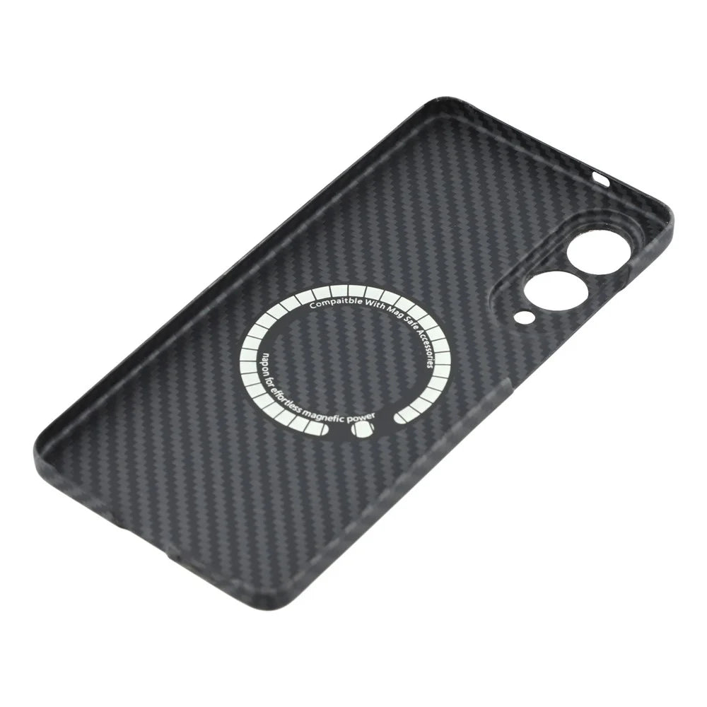 For Samsung Galaxy S25 Edge Magnetic Case 1500D Coarse Texture Aramid Fiber Phone Cover Precision Cut-Out - Black - 6