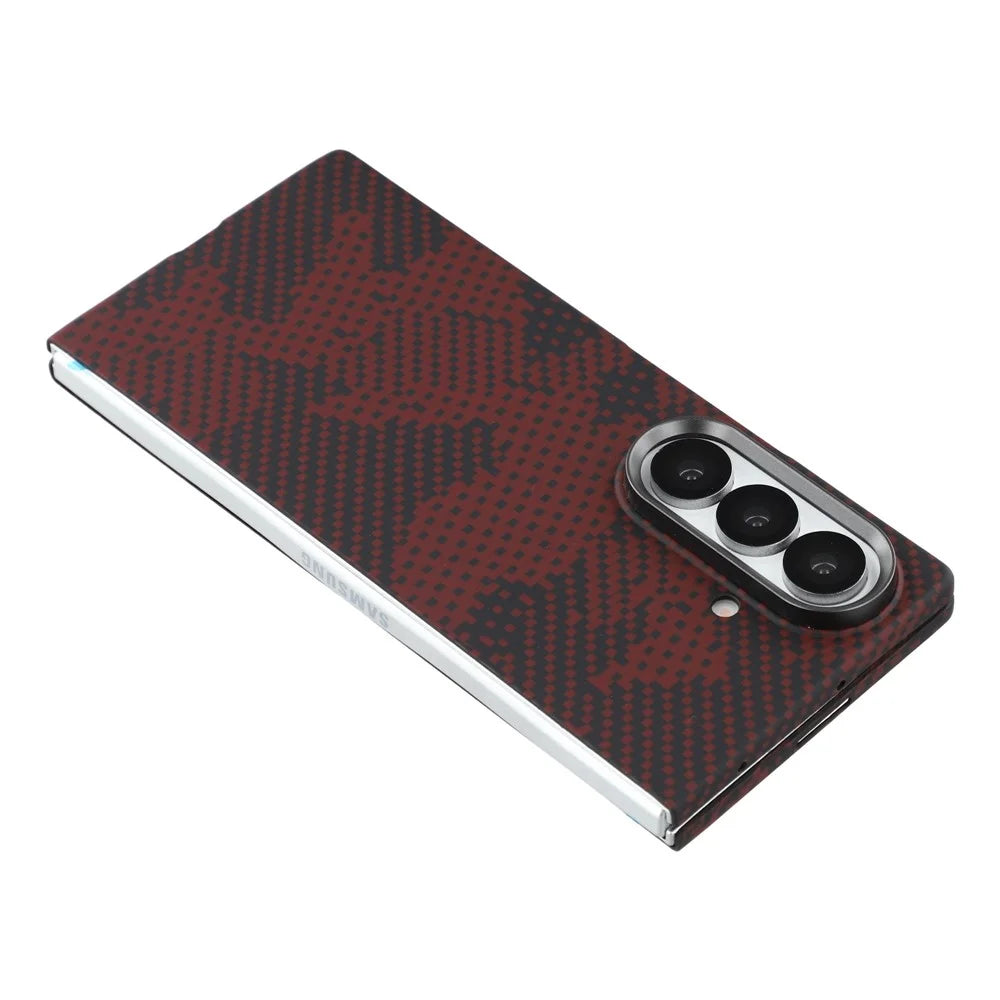 For Samsung Galaxy Z Fold7 5G Magnetic Case Camouflage Pattern Aramid Fiber Phone Cover with Metal Lens Frame / Front Frame - 7