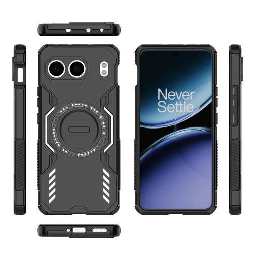 WANLONFENG For OnePlus Nord 4 Magnetic Case  DJ Series PC TPU Phone Cover with 2Pcs Tempered Glass Film - Black - 2
