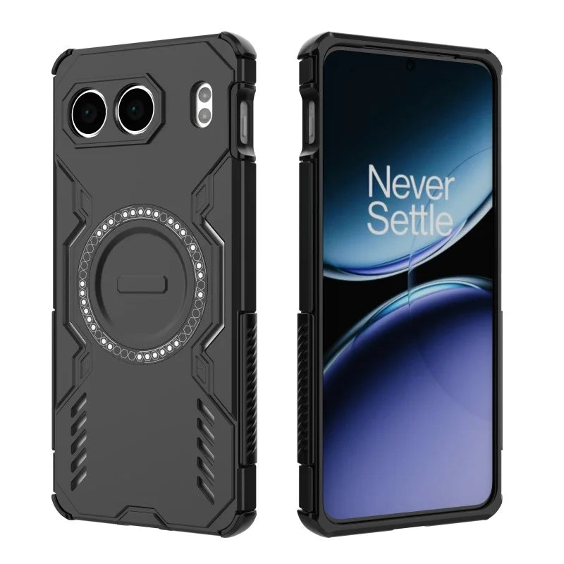 WANLONFENG For OnePlus Nord 4 Magnetic Case  DJ Series PC TPU Phone Cover with 2Pcs Tempered Glass Film - Black - 3
