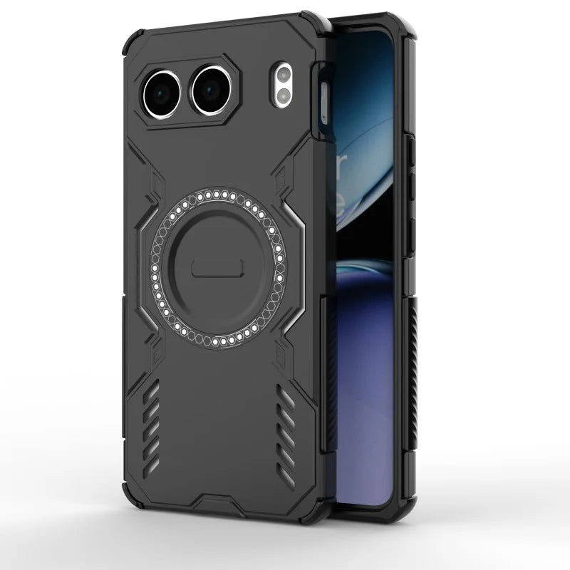 WANLONFENG For OnePlus Nord 4 Magnetic Case  DJ Series PC TPU Phone Cover with 2Pcs Tempered Glass Film - Black - 5